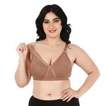 HiloRill Full Support Minimizer Cotton Bra for Women, Everyday T-Shirt Pushup Heavy Breast | Bust Plus Size Bra (b, Mustard, 40)