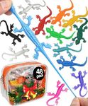 UpBrands 48 Super Stretchy Lizard Toys 3" Bulk Set, 12 Colors, Gecko Kit for Birthday Party Favors for Kids, Goodie Bags, Easter Egg Basket Stuffers, Pinata Filler, Classroom Prizes