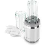 Juiceman Express Whole Juicer for Fruits and Vegetables, Compact, Includes 2 Portable Personal Blending Jars, 24oz, White, JMB1000C