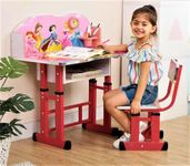 Engineered Wood Mlu Study Desk/Kids Study Table And Chair Set (Mdf Pink) Height Adjustabley Baby Age Between 2-11