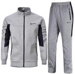 Rdruko Men's Tracksuit Athletic Full Zip Casual Sports Jogging Gym Sweatsuit(Grey,US S)