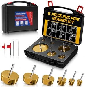 Balanced Dual Blade PVC Pipe Reamer Kit 6pcs (3/4inch, 1inch, 1-1/2inch, 2inch, 3inch, 4inch) PVC Socket Saver Kit, Hub Saver Plumbing Kit Fits into 1/2" Drill for Exhaust, Drain, Water Pipes