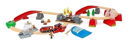 BRIO World - 36004 - Smart Tech Sound Fire Engine Action Circuit - 41-Piece Complete Set with Intelligent STEM Electric Train - Wooden Train Circuit - Mixed Toy from 3 Years