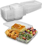 MT Products Plastic 4 Compartment Snack Containers 6" x 7" - Disposable Divided Bento Box for Fruit and Vegetables (Pack of 15) - Made in the USA