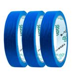 3 Rolls Blue Masking Tape, Writable Painters Masking Tape Decorators Tape Painters Tape Coloured Tape Low Tack Masking Tape Painting Tape for Renovation Work, Indoor Painting Decorating (20mm x 20m)