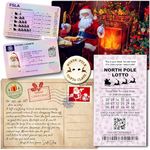 Plastic Santa's Claus Flying Licence + Special Postcard from Santa + Santa's Lost Button - Christmas Eve Lost Sleigh Driving Licence, Father Christmas Novelty ID, Christmas Eve Box Fillers