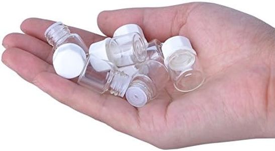 Enslz 100pcs 1/4 Dram (1ml) Small Transparent Glass Cosmetic Essential Oil Perfume Bottle with Orifice Mini Sample Perfume Bottles ContainerWhite Lid