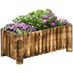 Outsunny 52L Raised Flower Bed Wooden Rectangualr Planter Container Box Herb Pot Flower Pot 78L x 35W x 30H (cm)