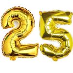 Evisha Number Golden Foil Balloons Birthday Party Decoration Balloons Size 16" (25)