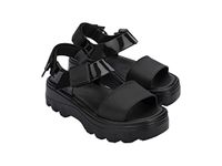 Melissa Kick Off Platform Sandals for Women - Super Soft and Flexible Vegan Thick Platform Sandals with Adjustable Straps and Open Toe Design, black, 6 UK