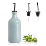 Sweejar Ceramic Olive Oil Dispenser Bottle, Opaque Oil Cruet Protects Oil to Reduce Oxidation, Suitable for Storage Oil, Vinegar, Coffee Syrups & Other Liquids, Pack of 1, 15.5 Fl Oz (Light Blue)