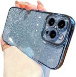 Fycyko Compatible with iPhone 14 Pro Case Glitter Luxury Cute Flexible Bling Cover Camera Protection Shockproof Phone Case for Women Girl Men Design for iPhone 14 Pro 6.1'' Blue