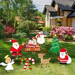 LHKSER Christmas Corrugate Yard Stake Signs - Xmas Holiday Winter Wonderland Outdoor/Indoor Yard Sign Outdoor Lawn Yard Decorations