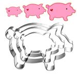 Pig Cookie Cutters Set Size 4.7 Inches 3.8 Inches 3.0 Inches 3 Pieces Dishwasher Safe Animal Fondant Cookie Cutters for Baking