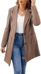 ECOWISH Women Coat Trench Jacket - Winter Long Sleeve Peacoat Fall Mid-Length Lapel Cardigan Overcoat with Pocket Brown Size M