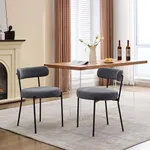 GAOMON Boucle Dining Chairs Set of 2, Mid-Century Upholstered Dining Room Chairs, Round Boucle Dining Chairs with Backrest & Adjustable Legs