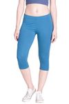 LYRA Women's Super Combed Cotton Elastane Stretch Slim Fit Capri Pants Ocean Blue