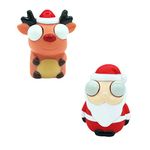 2pcs 3D Christmas Popping Out Eyes Squeeze Toy for Kids,Elk Santa Funny Pinch Toy Stress Relief Toy Novelty Fidget Toy Hand Squishy Squeeze Toys for Kids Adult,Relieve Stress,Xmas Stocking Fillers