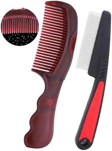 Dandruff Comb Fine Tooth Scalp Detox Comb Lice for Women, Men & Kids Stainless Steel Scalp Detoxing, Sweep & Massage Hair Brush Tool for Hair Care (Black+Red)