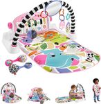 Fisher-Price Baby Set Glow and Grow Kick & Play Piano Gym Pink Playmat & Musical Learning Toy with 2 Rattle Maracas for Newborns Ages 0+ Months