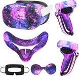 Relohas Accessories for Oculus Quest 2, VR Accessory Set for Meta Quest 2, Include Controller Grip Leather Cover, VR Shell Cover, Face Cover, The Best Gifts for Christmas and Halloween (Galaxy Purple)