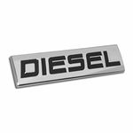 Printemporio Diesel Sticker for Car Fuel Lid, Waterproof Badge, Self-Adhesive Non-Rusting Decal for Cars, Auto 3D Black & Silver, Chrome Emblem Logo for Fender (9 cms X 2.5 cms)