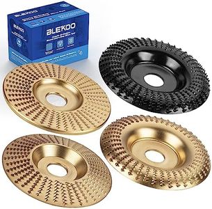 BLEKOO 4PC Angle Grinder Wood Carving Disc Set, for 4" or 4 1/2" Angle Grinder with 5/8" Arbor, Wood Shaper Carving Disc for Angle Grinder Attachments, Stump Grinder Teeth, Wood Shaping Tools