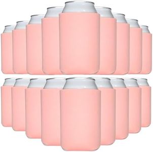 TahoeBay Blank Beer Can Cooler Sleeves (25-Pack) Bulk Sublimation Blanks for Vinyl Plain Soft Foam Can Sleeves Coolers for Soda Cans & Bottles Black, White, Assorted Solid Color (Coral)