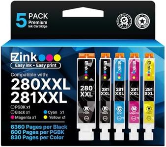 E-Z Ink Compatible Ink Cartridge Replacement for Canon PGI-280XXL CLI-281XXL 280 XXL 281 XXL Compatible with TR8620a TR8620 TS702a TS9520 TS9521C TR8520 TS6220 TS6320 TS8220 (5 Pack)