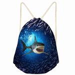 chaqlin 3D Shark Drawstring Bag Kids Gym Sack Backpack School PE Rucksack Creative Storage Bags