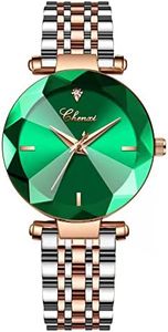 SENRUD Fashion Women's Analog Quartz Watches Luxury Diamond Stainless Steel Mesh Band Wrist Watches for Women (Green)
