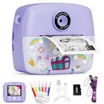 ASTGMI Kids Camera Instant Print Camera for Girls Boys,1080P HD Kids Digital Camera with Color Pens, 3 Rolls Print Paper, Girls Birthday Presents Toys for 3 4 5 6 7 8 9+ Year Old (Purple)