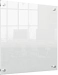 Nobo Small Glass Whiteboard Panel, Dry Erase Surface, Frameless, Corner Wall Mounting, Home/Office, 300 x 600 mm, Includes Marker Pen, White, 1915603