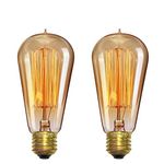 Desidiya ® Edison Tungsten Filament Antique Glass Light Bulbs Vintage Base E27 Bulb Yellow Light for Home Decoration, Living Room, Hall, Balcony, Restaurant Bar Lighting (Pack of 2).