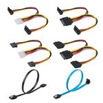 Set of 6, SATA Power Splitter Cord and SATA III Cable 6.0 Gbps, findTop Straight and 90 Degree SATA 3.0 Cable, SATA 15 Pin Male to 2xSATA 15 Pin Power Splitter Cable