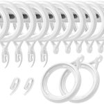 WCIC 48 Pack Curtain Rings and Hooks White 40mm Hanging Rings Hooks Plastic Curtain Rings with Hooks for Hanging Curtains