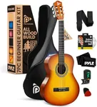 Pyle Beginner Acoustic Guitar Kit, 3/4 Junior Size All Wood Instrument for Kids, Adults, 36" Western Sunset