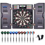 Electronic Dart Board LED Electric Digital Dart Boards for Adults with Cabinet with 12 Soft Tip Dartboard Set