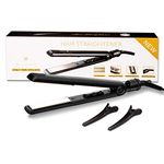 Wazor Hair Flat Iron 1 Inch Ceramic Titanium Hair Straightener Negative Ionic Flat Iron Dual Voltage For Worldwide Use With Temp Setting And Auto Shut Off Black