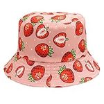 Umeepar Unisex Reversible Packable Bucket Hat Sun hat for Men Women (Strawberry)