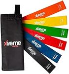 Xtreme Resistance Bands (Set of 6) - Non-Slip Elastic Loop Workout Bands for Exercise - Workout Equipment for Home, Gym, Strength, Pilates, Yoga, and Stretch - Travel Carrying Case Included