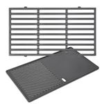 GFTIME 7637 44.5CM Grill Cooking Grate & Griddle for Weber Spirit Ⅰ & Ⅱ 200 series-Spirit E210/220 S210/220 Gas BBQ Grills (with Front Control Knobs), Cast Iron BBQ Grill Grid & Plate Replacement Part