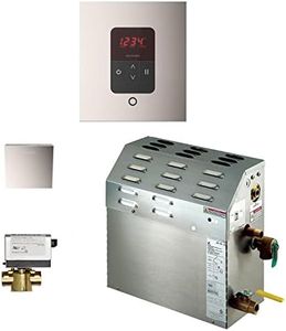 Mr.Steam eSeries MS400EC1 9kW Steam Bath Generator at 240V with iTempo Square Control Polished Nickel with matching AromaSteam SteamHead, and AutoFlush (max 257 cubic feet)