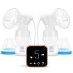 Mee Mee Double Electric Breast Pump with Dual Mode and 2 Breast Pads FREE | Dual Mode- Massage (5 levels) & Suction (9 levels), Soft Silicone Cushion, Rechargeable Battery, BPA Free | Electric Breast Pump for Feeding Mothers | 1 year Warranty