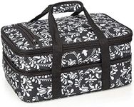 VP Home Double Casserole Insulated Travel Carry Bag (Black and White Flower) for Trip, Birthday Party, Mother's Day, Grocery Store, Supermarket, Outdoor Picnic etc.