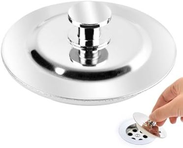 Universal Kitchen Sink Stopper, Stainless Steel Push Type Universal Pop Up Drain Bathtub Stopper for Bathtub, Kitchen, Laundry Sink, RV Sink etc