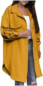 My Orders Wholesale Items Womens Jackets Orders Placed By Me Recently Casual Breasted Hooded Jacket Lapel Neck Long Sleeve Shacket Solid Color Trench Coat For Women 2024,Yellow-2,XX-Large