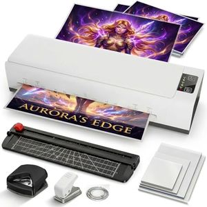 A3 Laminator Machine,13 Inch 9-in-1 Laminating Machine with Laminating 12 Sheets,Trimmer and Corner Rounder,Thermal Laminator Hot & Cold with Fast Warm Technology for Office School Home