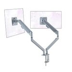 Sunon Dual LED Monitor Stand - Adjustable Spring LED Monitor Desk Mount Swivel Vesa Bracket With C Clamp, Grommet Mounting Base For 10 To 32 Inch Computer Screens - Each Arm Holds 19.84 Lbs, Grey