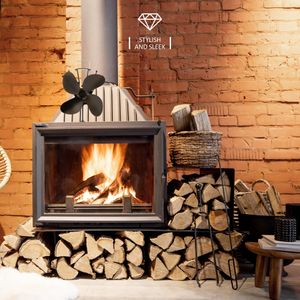 NETTA 4-Blade Stove Fan – Black Heat Powered Fireplace Fan